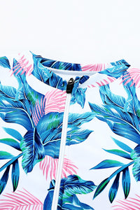 Printed Notched Half Sleeve One-Piece Swimwear Trandify deal