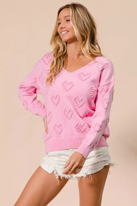 Valentines Heart Knit Top - Ribbed & Stretchable