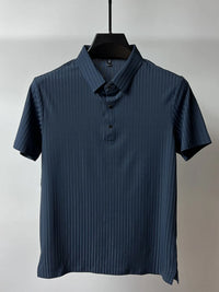 Men's Plus Size Ribbed Texture Polo Shirt – Short Sleeve Casual Top for Big & Tall – Breathable Summer Wear