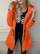 Women's lightweight zip up hoodie jacket in Orange with front pockets.