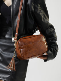 Tassel PU Leather Printed Strap Cassette Crossbody Bag Trandify Deal