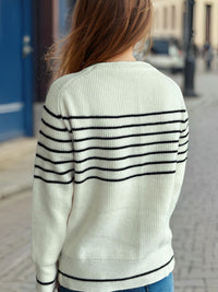 Striped Round Neck Long Sleeve Sweater Trandify Deal