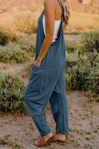 Double Take Full Size V-Neck Sleeveless Jumpsuit with Pockets - Trandify Deal