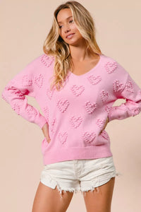 Valentines Heart Knit Top - Ribbed & Stretchable
