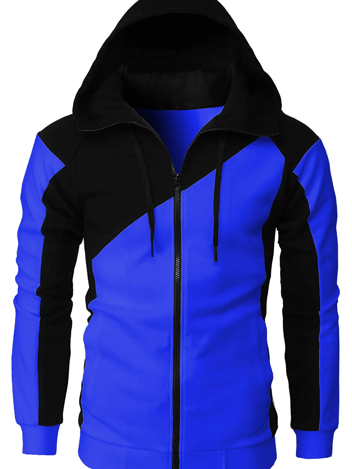 Men’s Color Block Zip Hoodie | Trendy Athletic Pullover for Casual Wear