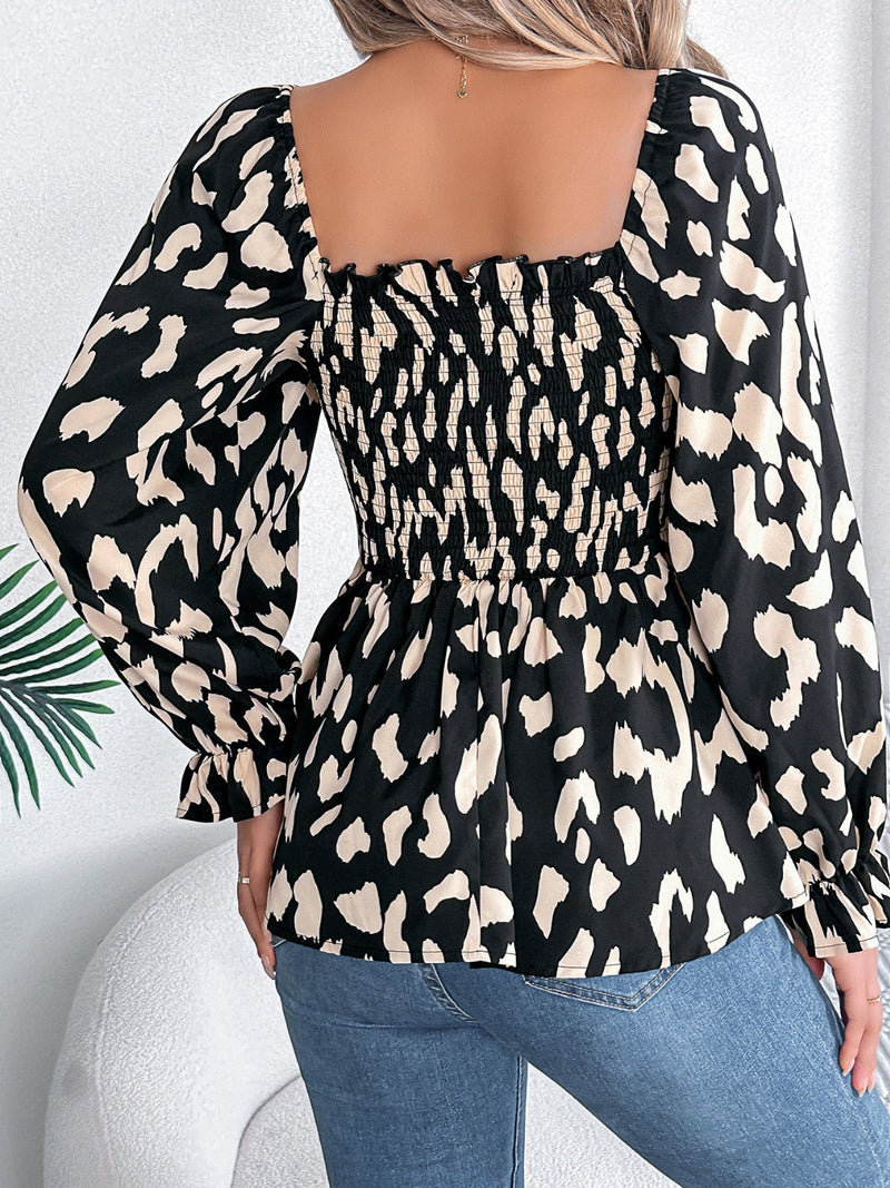 Square Neck Flounce Sleeve Blouse Trandify Deal
