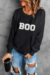 BOO Round Neck Long Sleeve Sweatshirt Trandify Deal