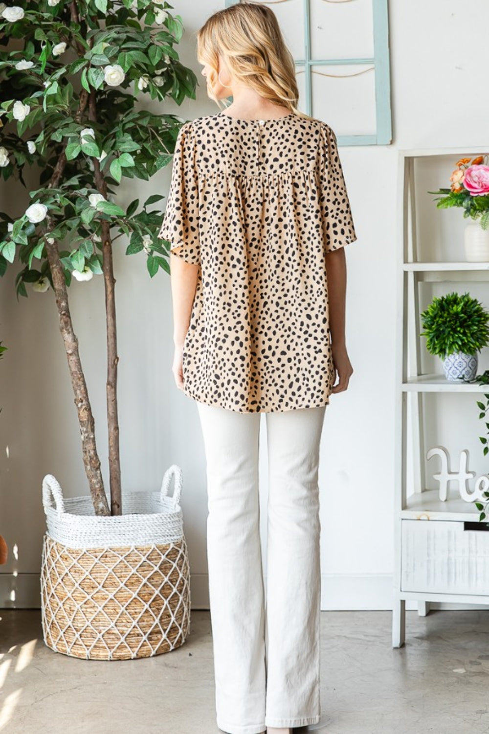 Heimish Full Size Animal Print Flutter Sleeve Blouse Trandify deal