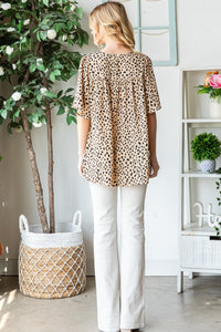 Heimish Full Size Animal Print Flutter Sleeve Blouse Trandify deal