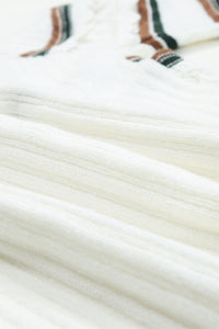 Striped Hollow Out Round Neck Long Sleeve Sweater Trandify Deal