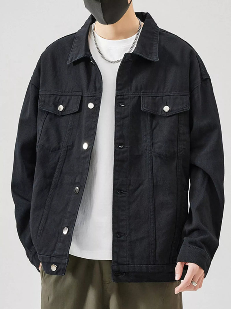 Plus Size Denim Jacket for Men, Classic Fit Button-Up