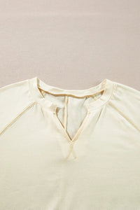 Slit Notched Long Sleeve Blouse Trandify Deal