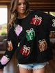 Sequin Gift Box Long Sleeve Sweatshirt Trandify Deal