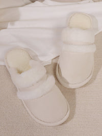 Contrast Faux Fur Round Toe Slippers Trandify Deal