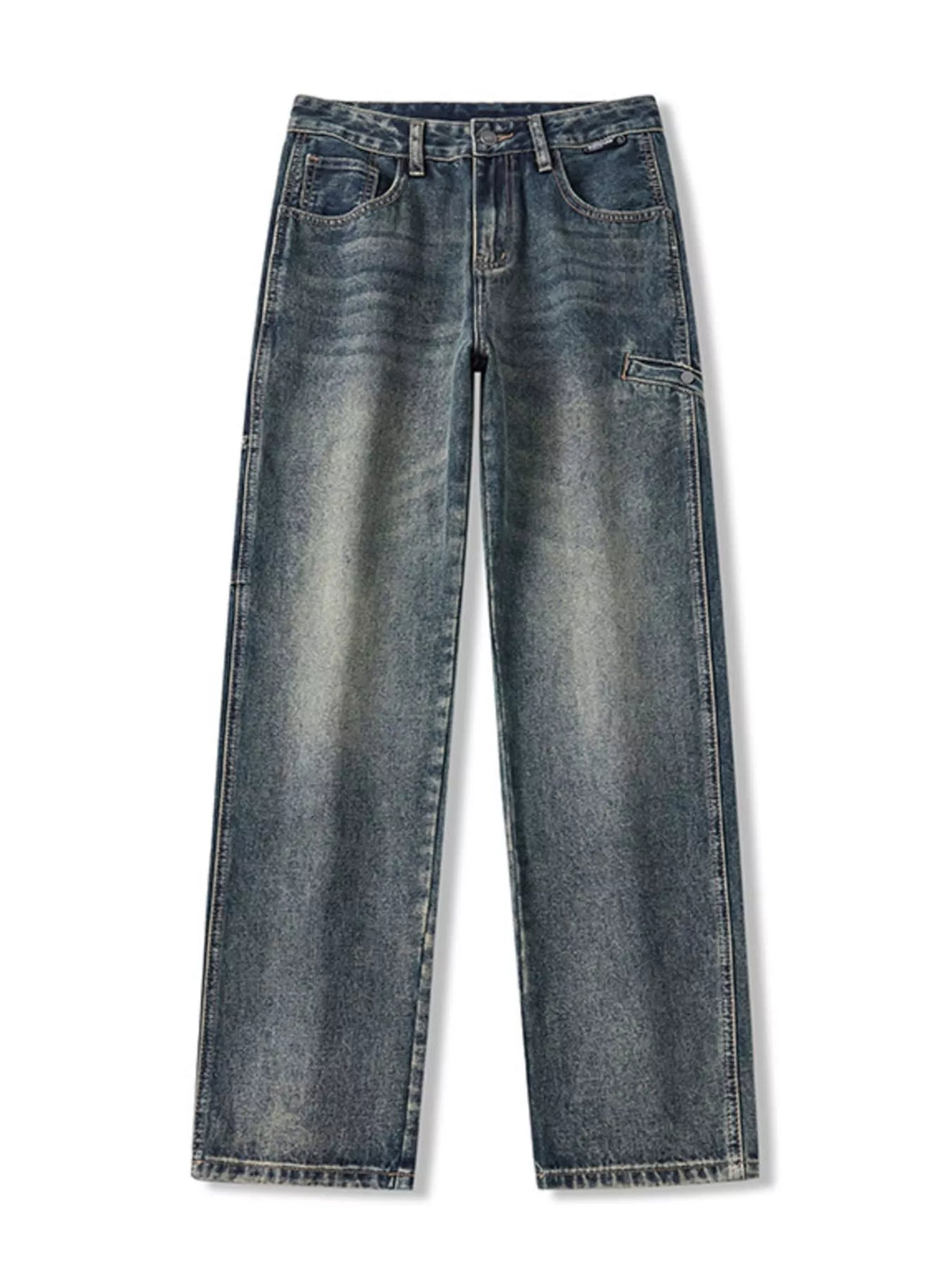 Men's Relaxed Fit Jeans - Washed Comfort Stretch Denim