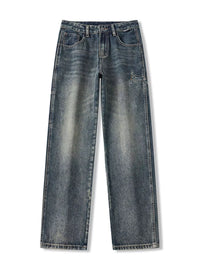 Men's Relaxed Fit Jeans - Washed Comfort Stretch Denim