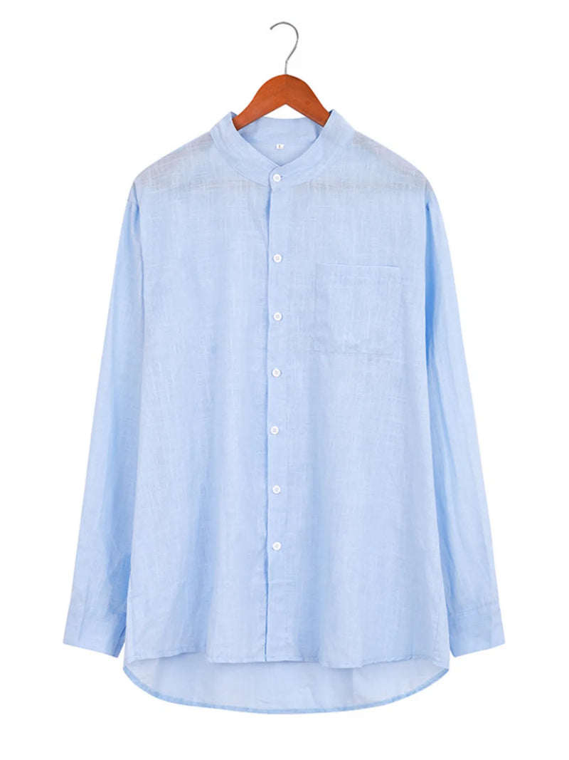 Premium stretch fabric men’s dress shirt with chest pocket – Trendy menswear essential