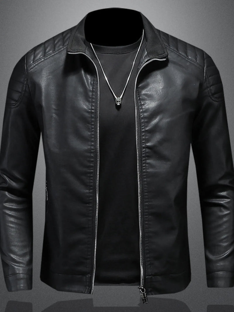 Plus Size Zip Up Jacket for Men - 100% PU