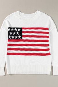 US Flag Side Slit Drop Shoulder Sweater Trandify Deal