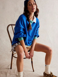 Contrast Trim Round Neck Long Sleeve Sweatshirt Trandify Deal