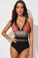 Printed Mesh Plunge One-Piece Swimsuit Trandify deal
