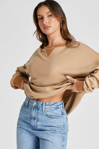 Waffle-Knit Long Sleeve Sweatshirt Trandify Deal