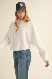 Mable Round Neck Dolman Sleeve Cropped Sweater Trandify Deal