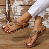 Beaded PU Leather Open Toe Sandals Trandify Deal