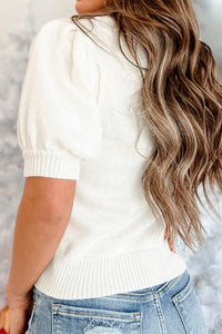 Sequin Mock Neck Short Sleeve Sweater Trandify Deal