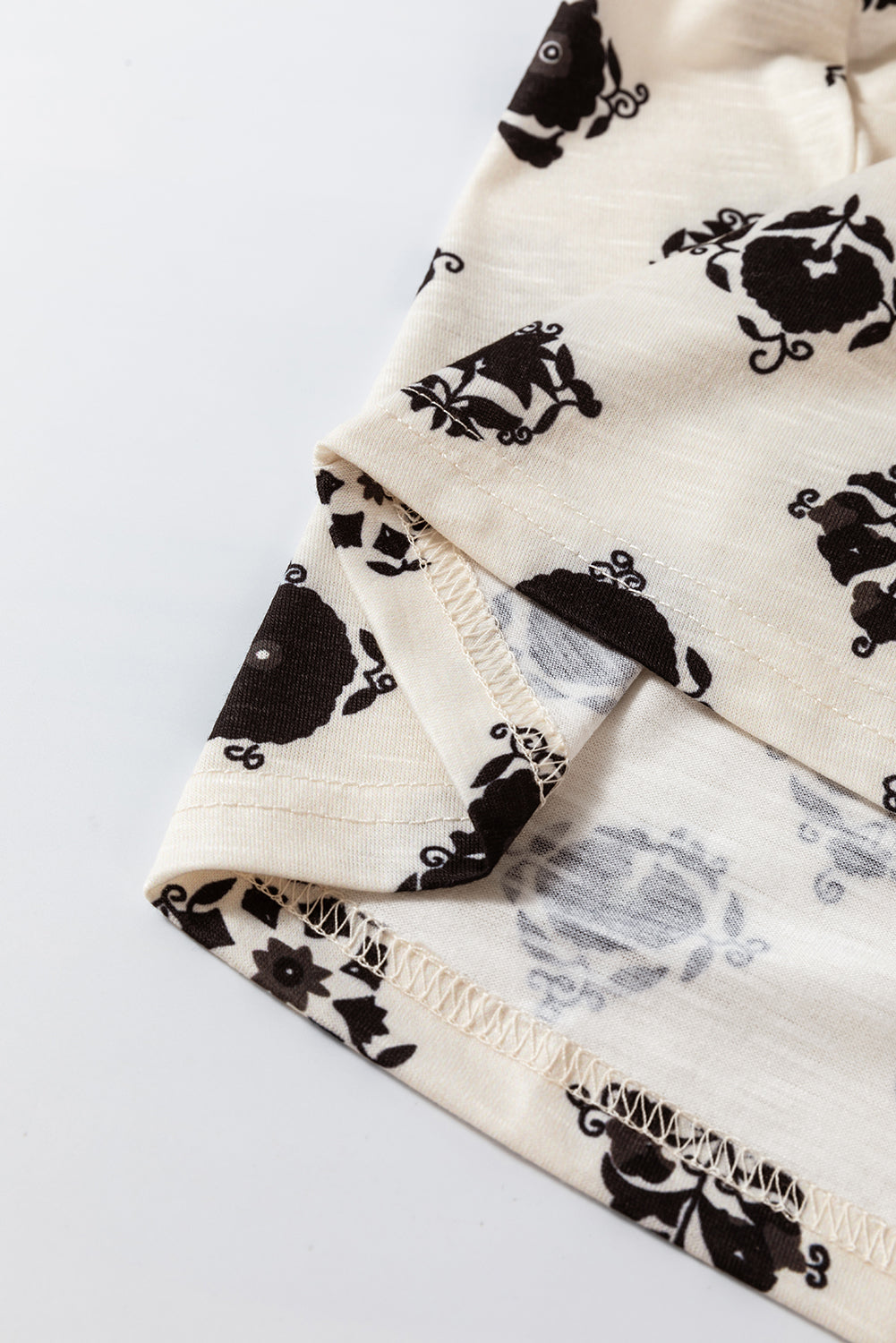 Printed Tie Neck Long Sleeve Blouse Trandify Deal