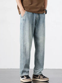 Men's Relaxed Fit Jeans in classic blue wash, comfort stretch fabric for all-day wear