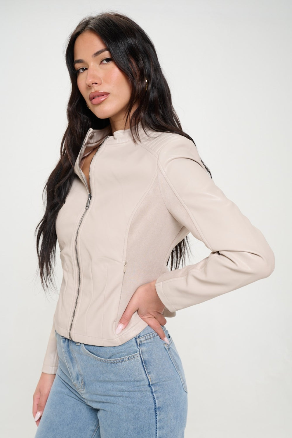 Coalition LA Zip Up Vegan Moto Jacket Trandify Deal