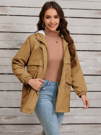 Drawstring Long Sleeve Hooded Jacket Trandify Deal
