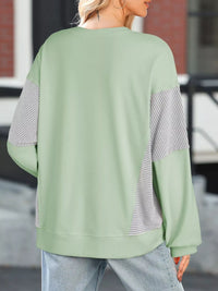 Women's Oversized Long Sleeve Sweatshirt with seam detail in Light Green, Y2K streetwear style.