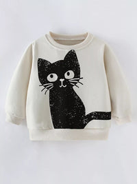 Kids Cat Sweatshirt - Cute Crewneck Pullover