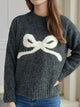 Bow Round Neck Long Sleeve Sweater Trandify Deal