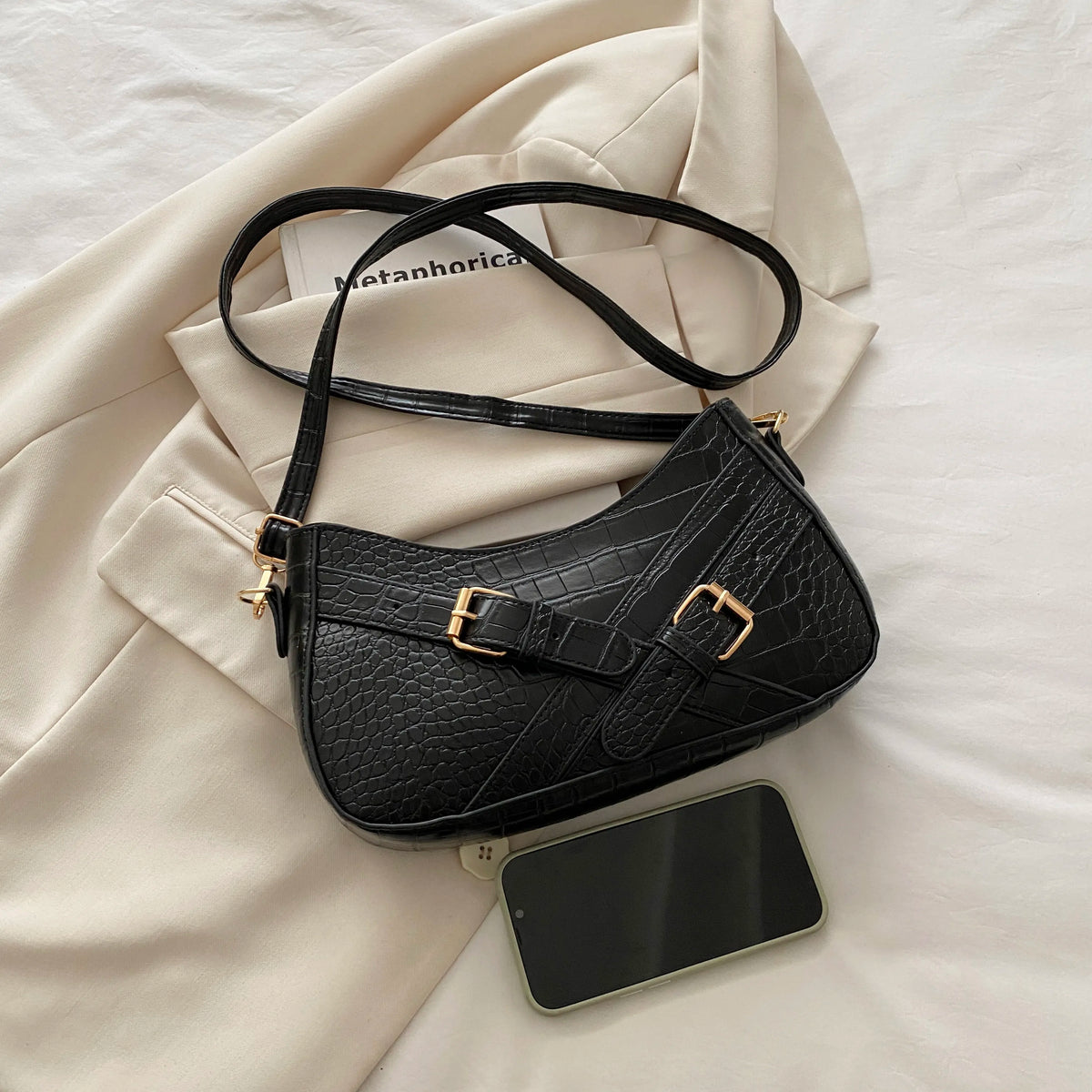 Women's Stylish Crocodile Shoulder Bag – Trendy Crossbody Purse for Outfits