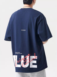 Mens oversized t-shirt in 100% cotton, plus size comfort fit model showing relaxed style