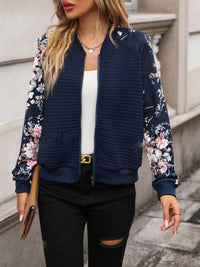 Printed Zip Up Long Sleeve Jacket Trandify Deal