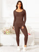 Scoop Neck Long Sleeve Active Jumpsuit Trandify Deal