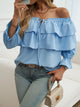 Devine Off-Shoulder Flounce Sleeve Blouse Trandify Deal