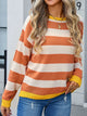Angel wings Striped Round Neck Dropped Shoulder Sweater Trandify Deal