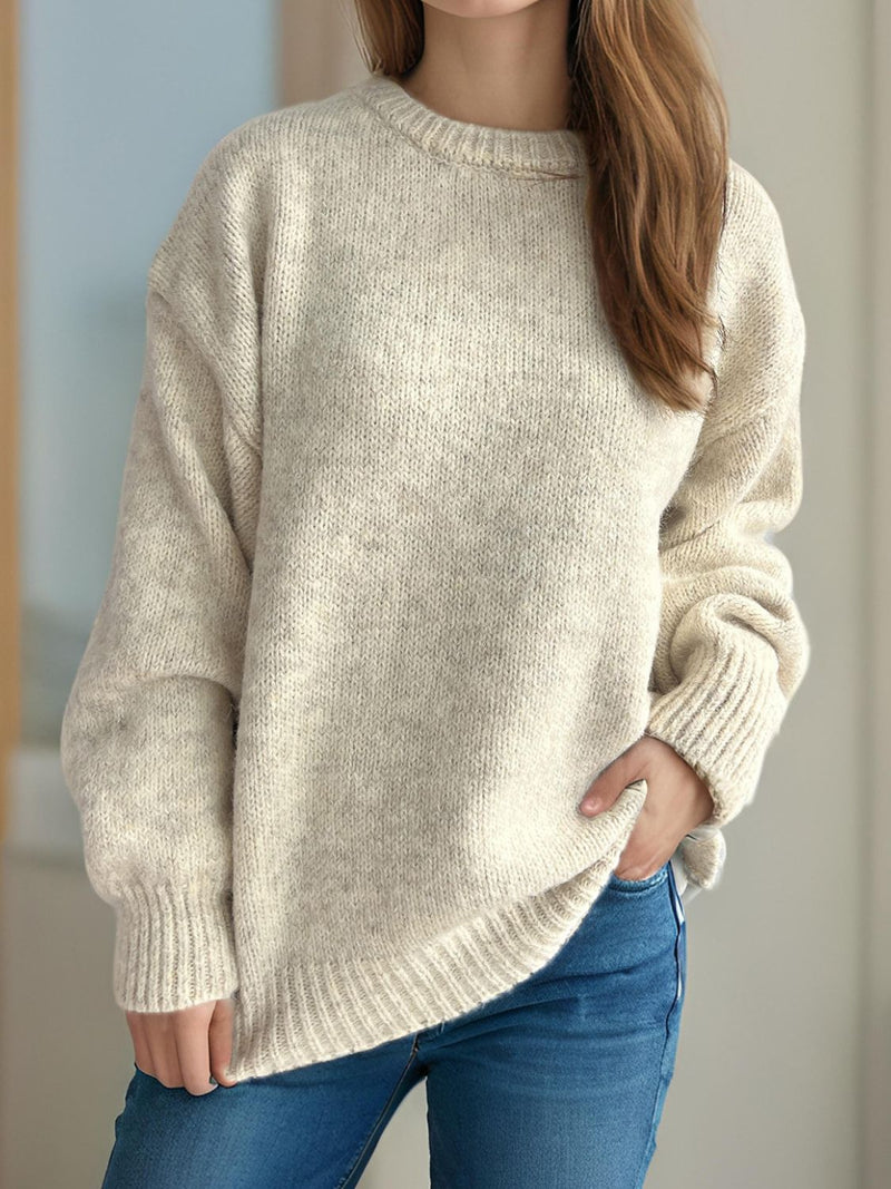 Round Neck Long Sleeve Sweater Trandify Deal