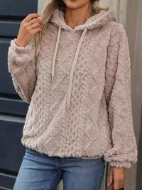 Drawstring Long Sleeve Plush Hoodie Trandify Deal