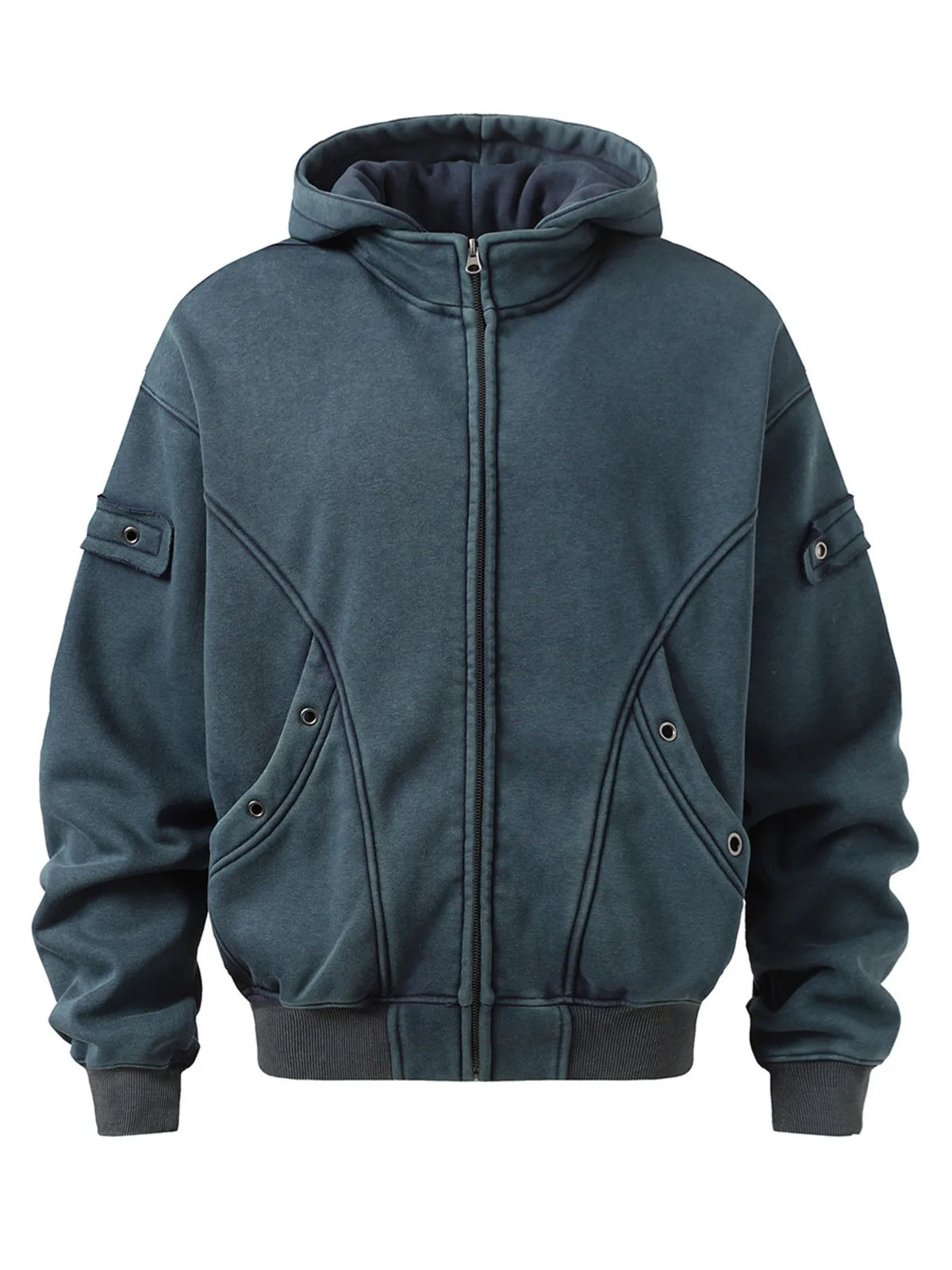 Men’s Distressed Zip-Up Hoodie – Soft Washed Cotton Streetwear Pullover
