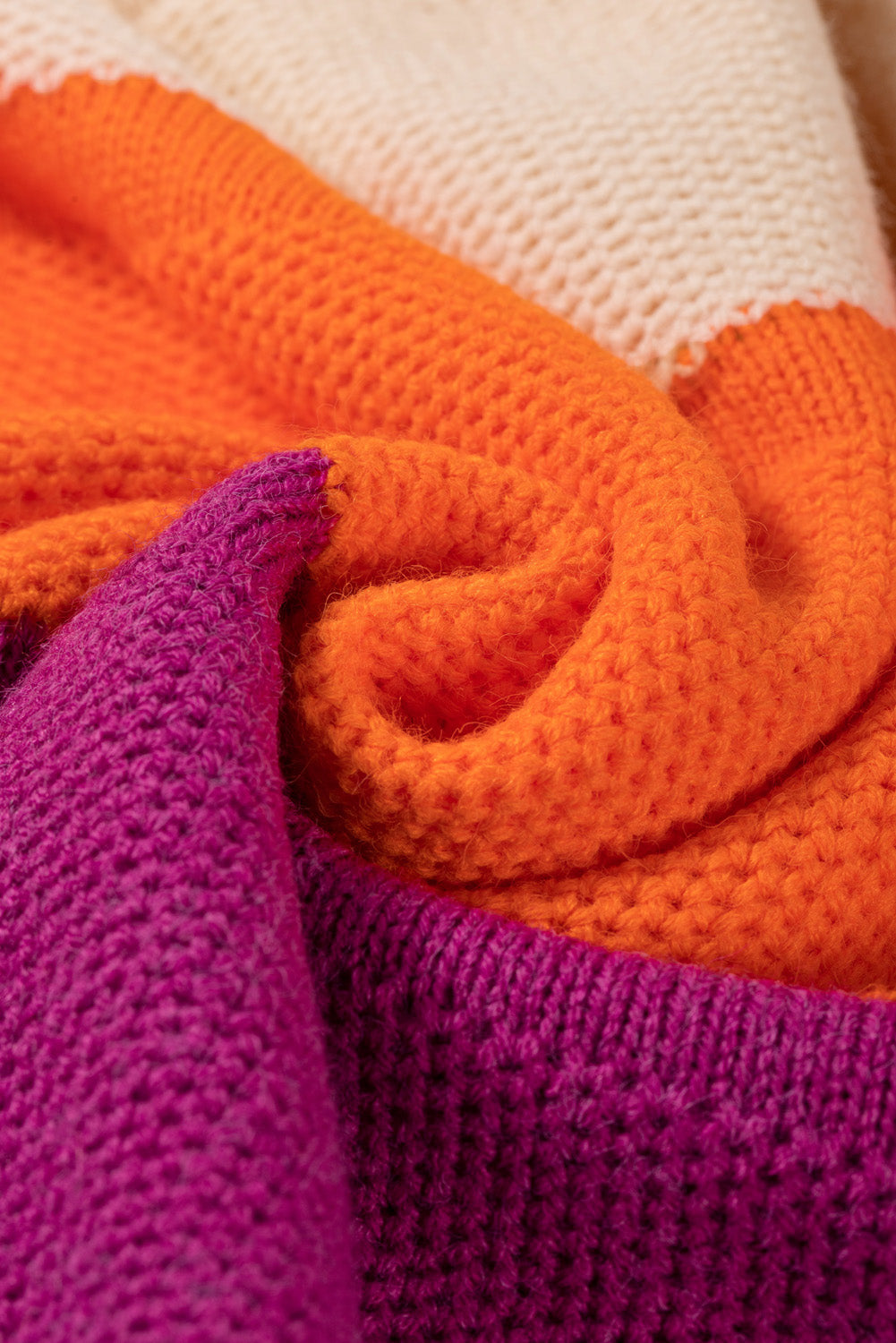 Color Block Drop Shoulder Round Neck Sweater - Trandify Deal