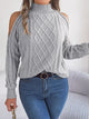 Women's Cold Shoulder Sweater | Cable Knit Turtleneck