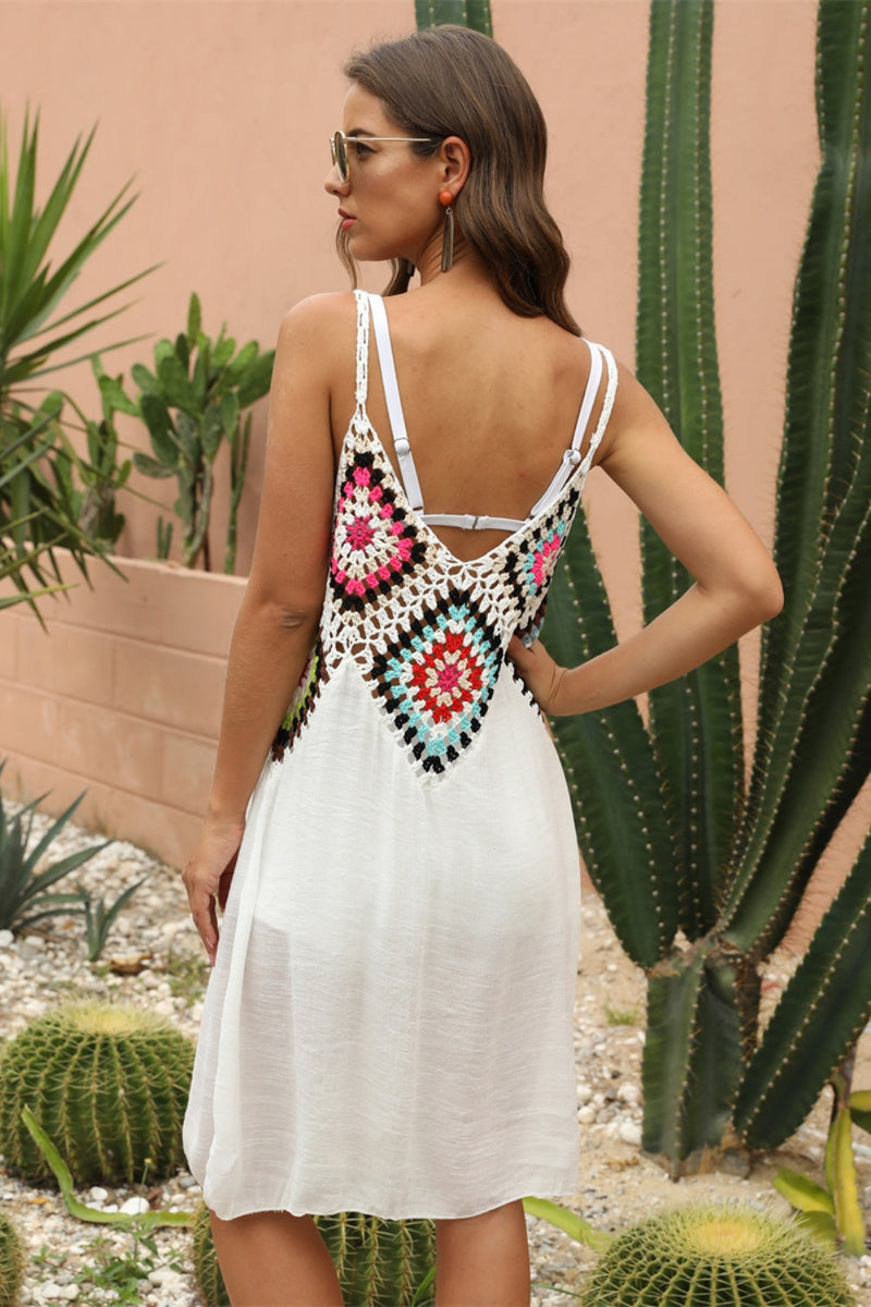Geometric V-Neck Spaghetti Strap Cover Up Dress Trandify deal
