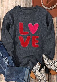 Valentine’s Day LOVE Round Neck Long Sleeve Sweatshirt - Trandify Deal
