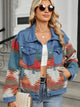 Geometric Button Up Long Sleeve Denim Jacket Trandify Deal
